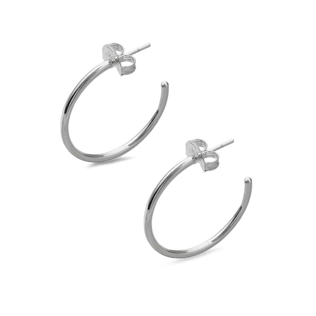 Brinco De Prata Leve Argola Espelhada Fio Roliço P