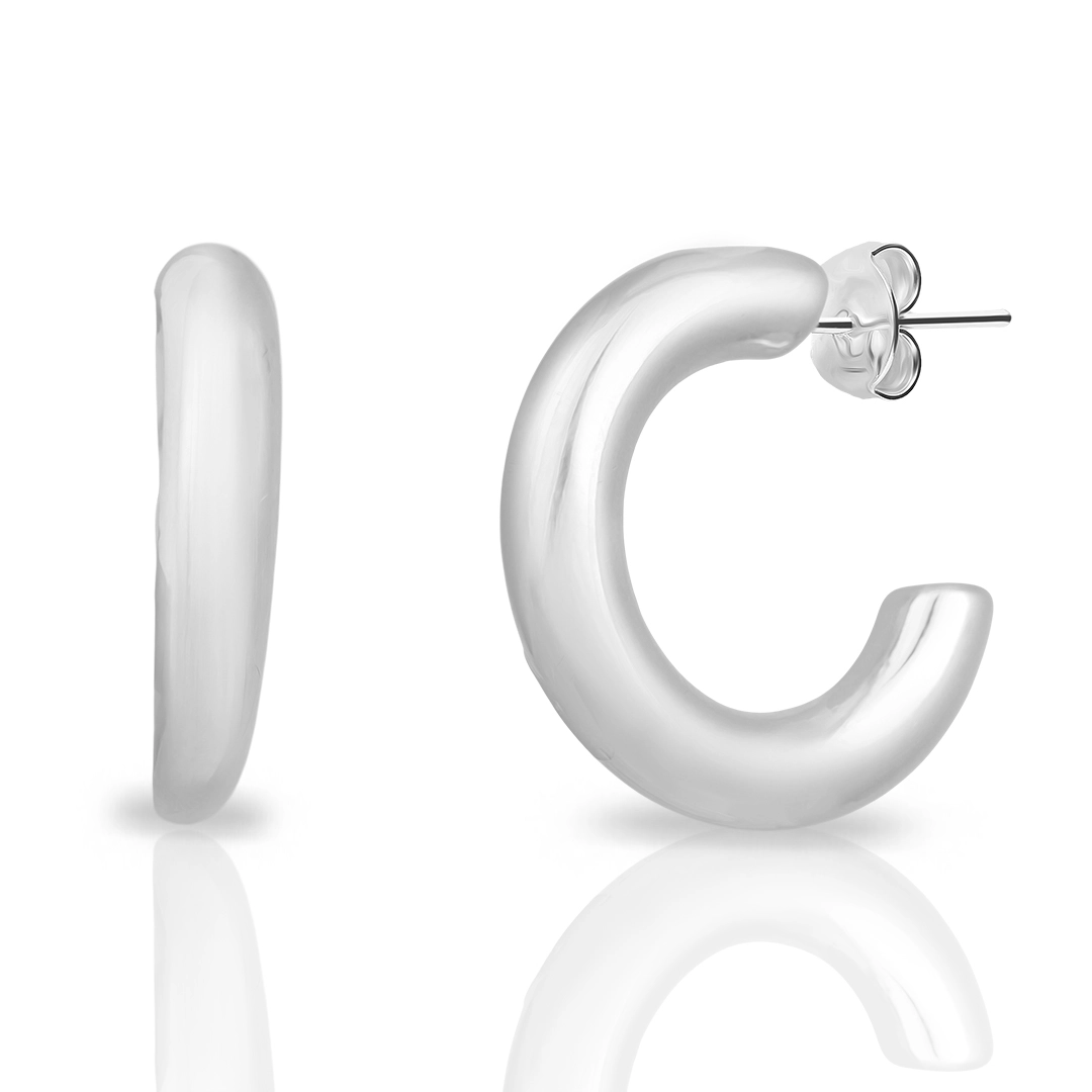 Brinco de Prata Leve Argola Oca Espelhada