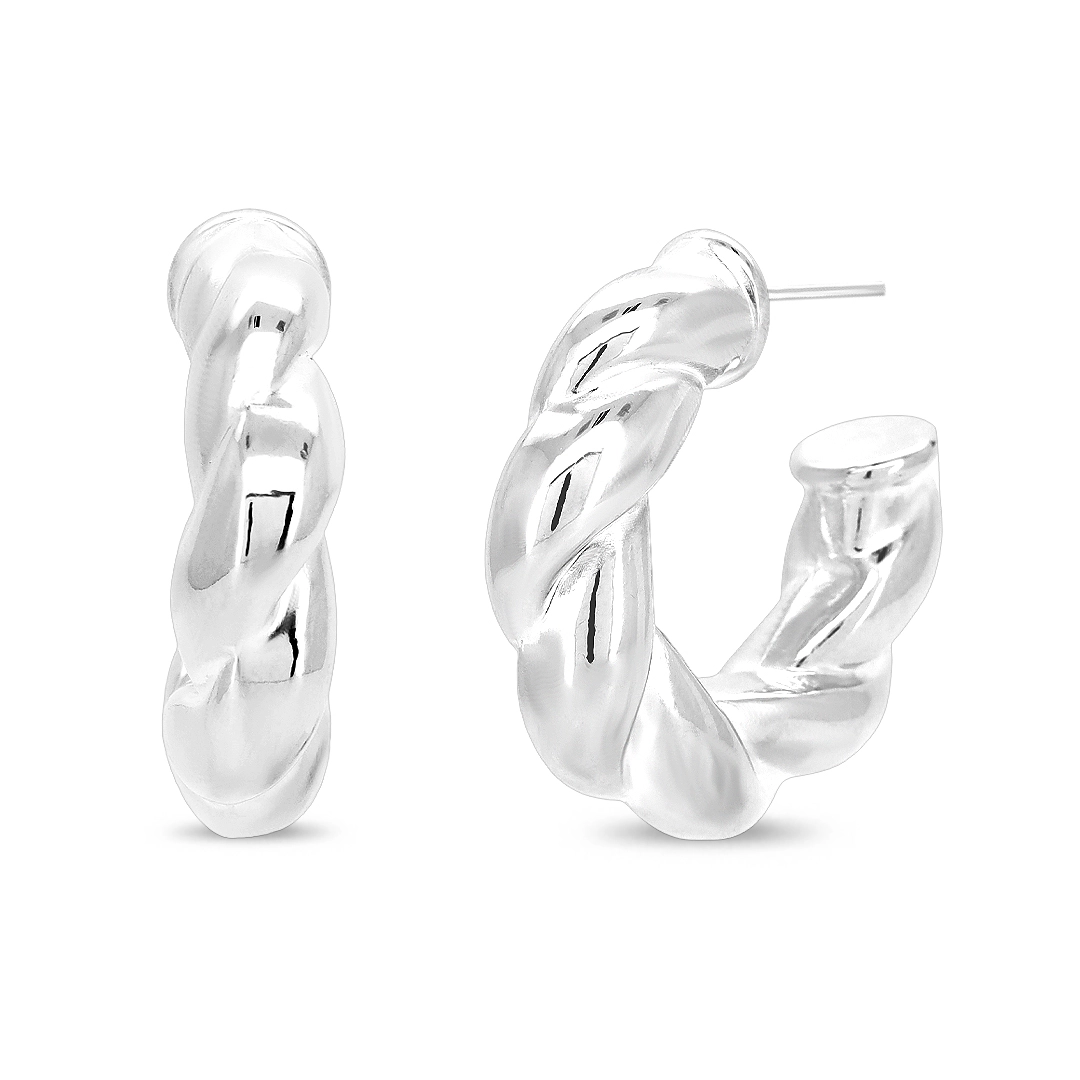 Brinco De Prata Leve Argola Torcida G