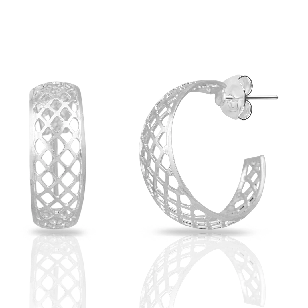 Brinco De Prata Leve Argola Trabalhada