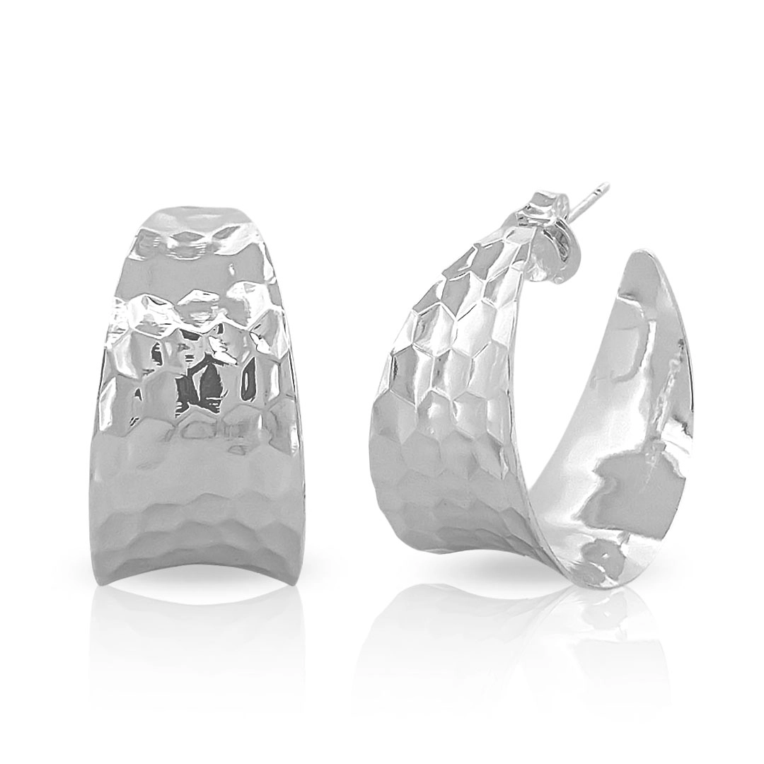 Brinco De Prata Leve Argola Trabalhada