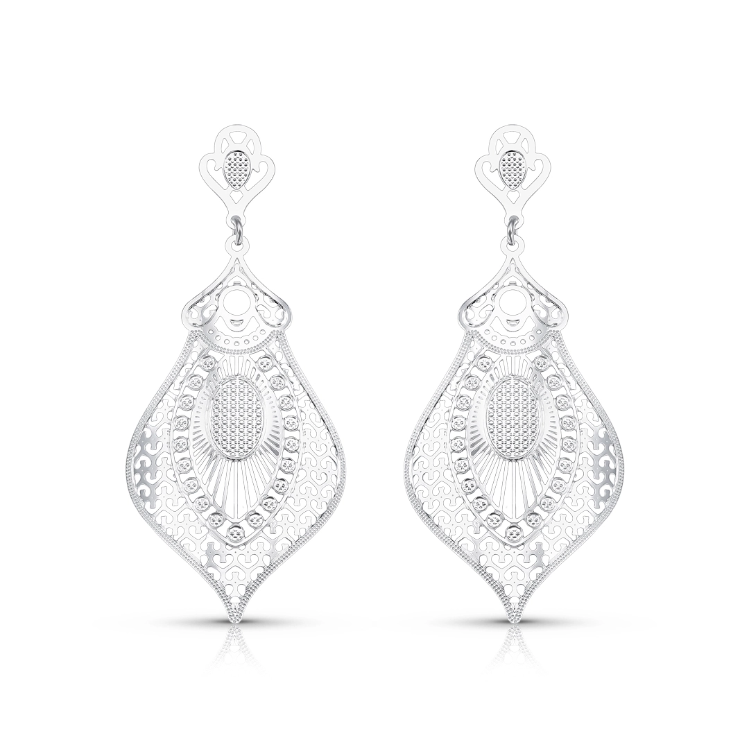 Brinco de Prata Leve Balanço Gota Trabalhada