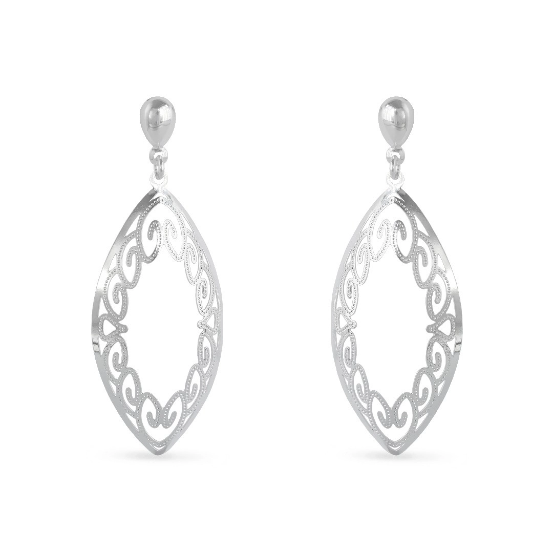 Brinco de Prata Leve Balanço Navete Vazado