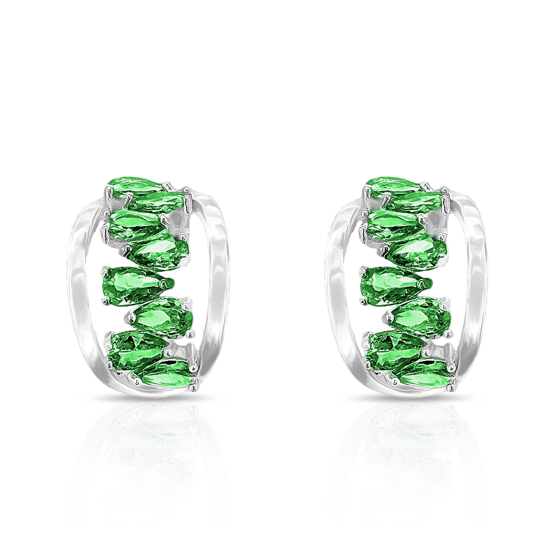 Brinco de Prata Leve Top com Zircônia Esmeralda