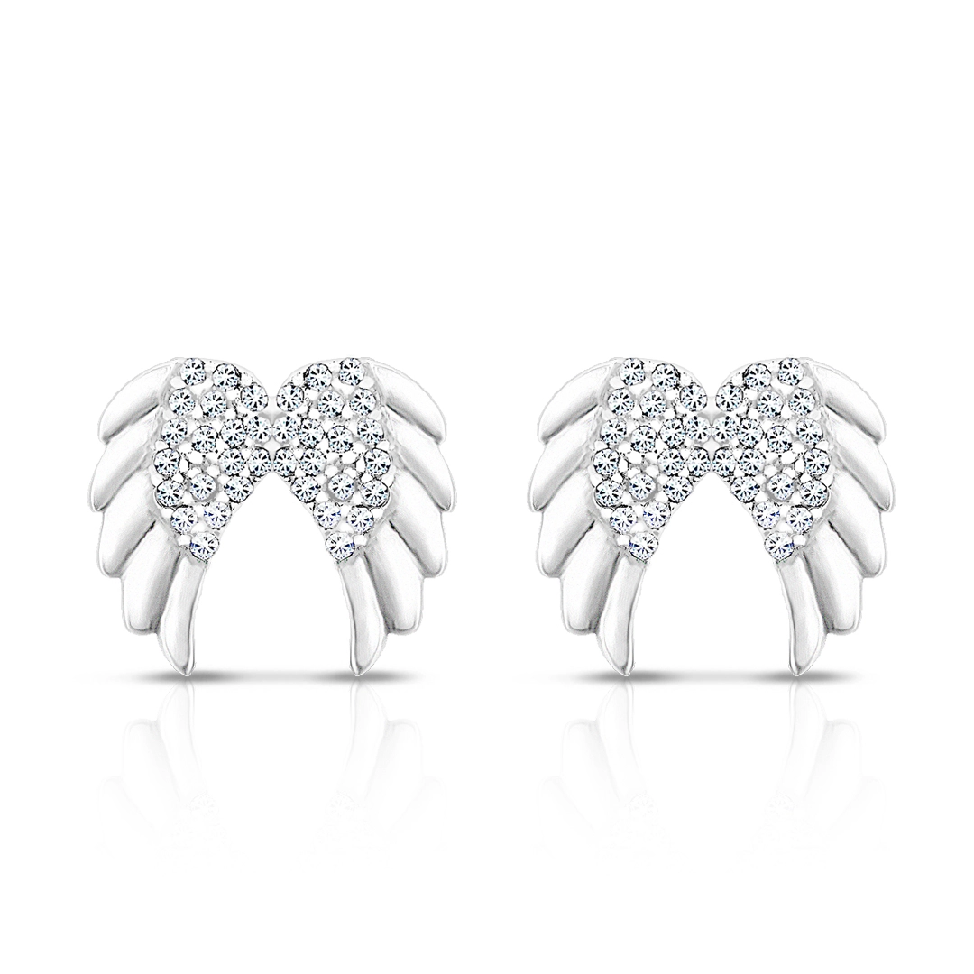 Brinco de Prata Top Asa com  Zircônia Cristal