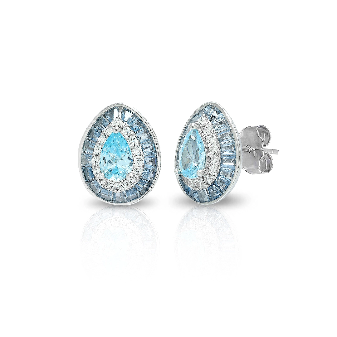 Brinco de Prata Top Blend Collection Gota com Zircônias Topázio e Cristal