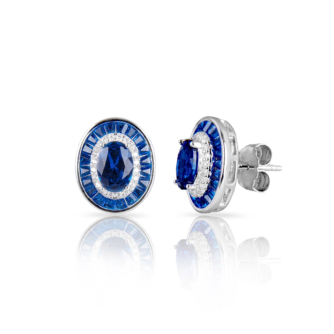 Brinco de Prata Top Blend Collection com Zircônias Safira e Zircônias Cristal