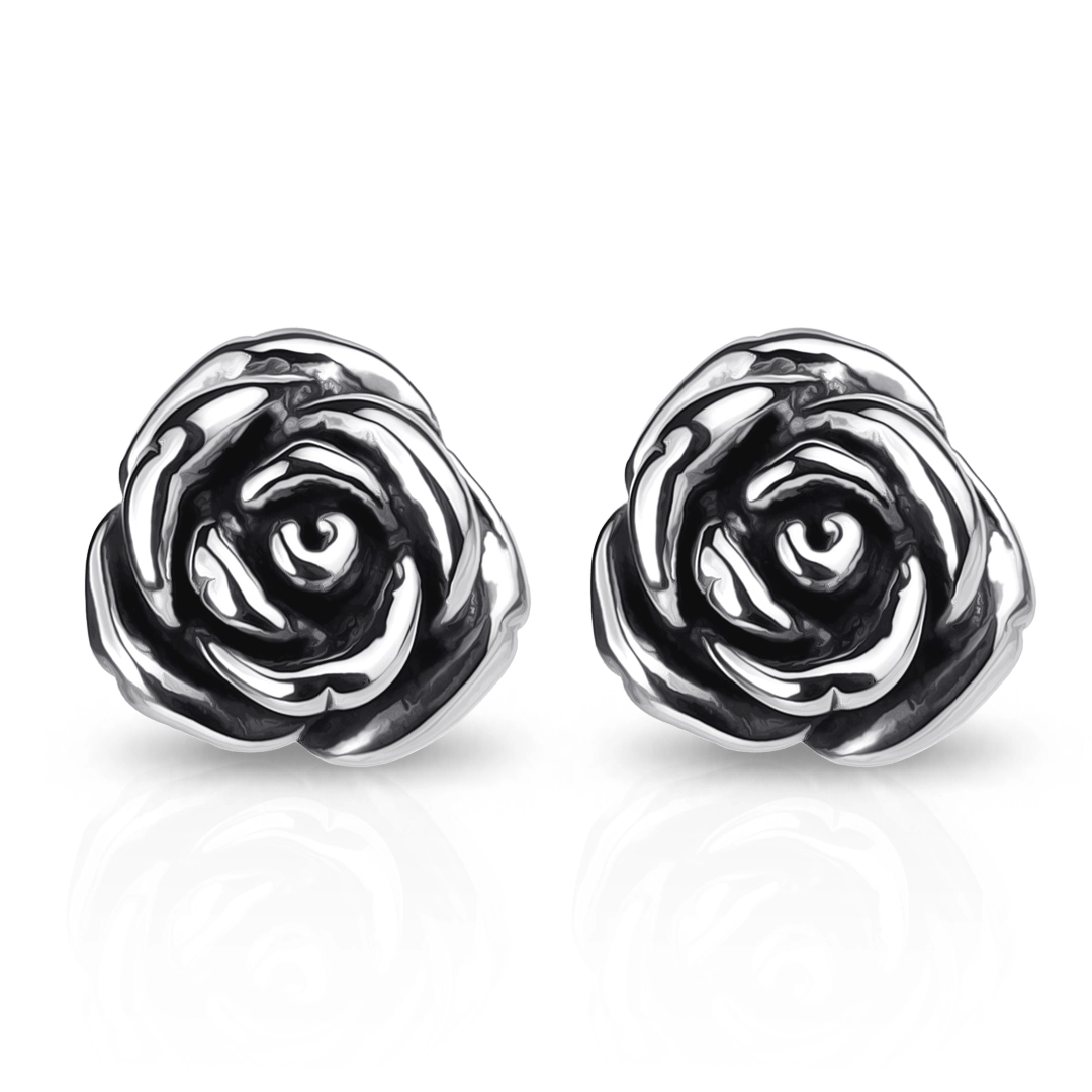 Brinco de Prata Top Flor Envelhecida P em Eletroformação