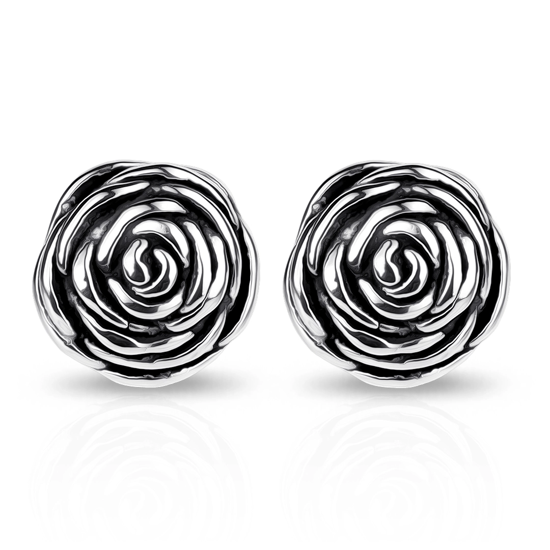 Brinco de Prata Top Flor Oca Envelhecida