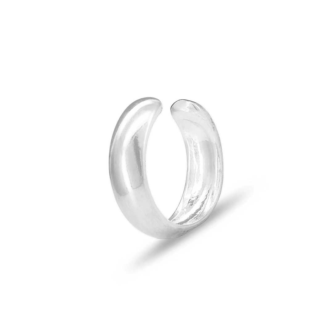 Brinco Ear Cuff  de Prata Leve Espelhado