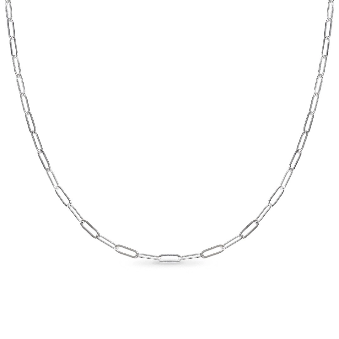 Colar de Prata Leve com Elos Espelhados