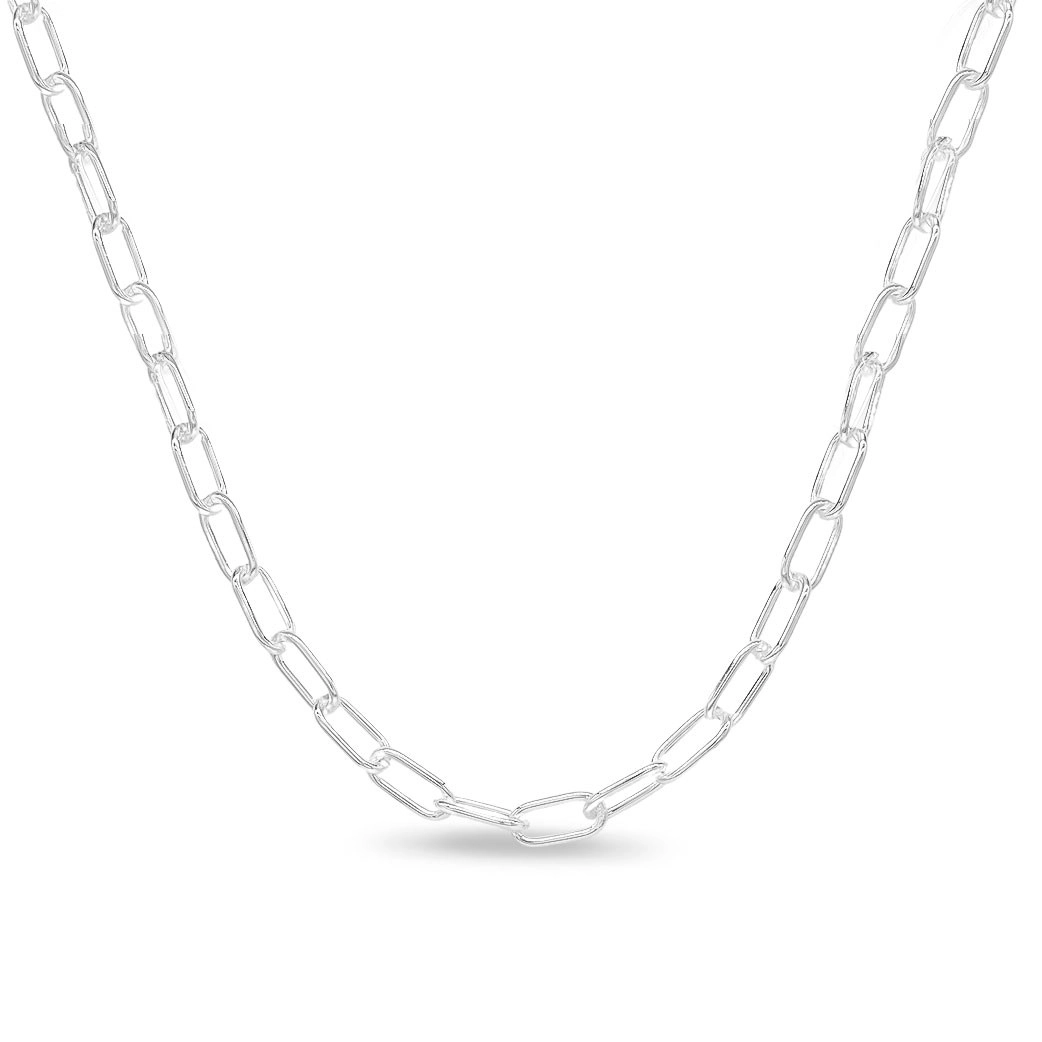 Colar de Prata Leve com Elos Ovais Espelhados