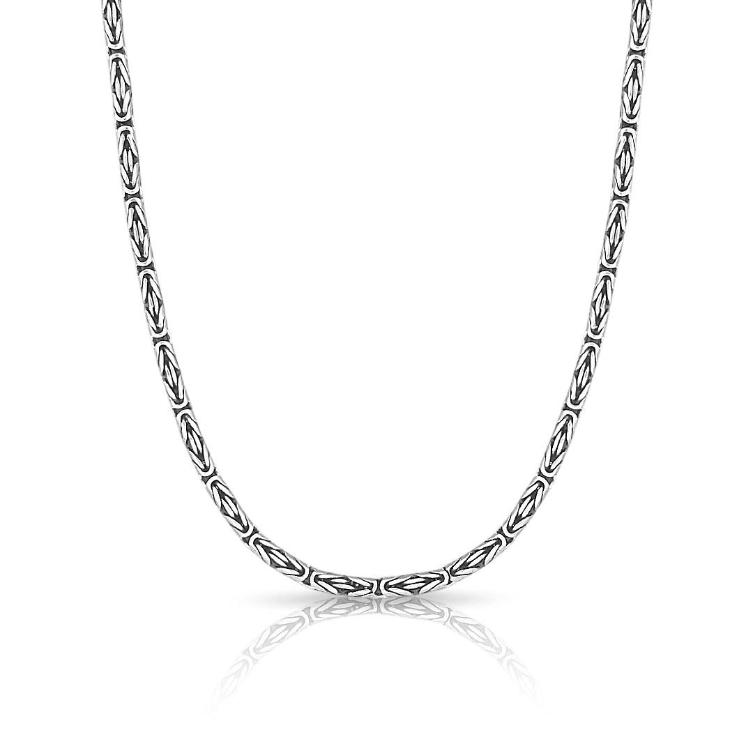 Cordão De Prata Estilo Bali Com Ponto Peruano 60 Cm