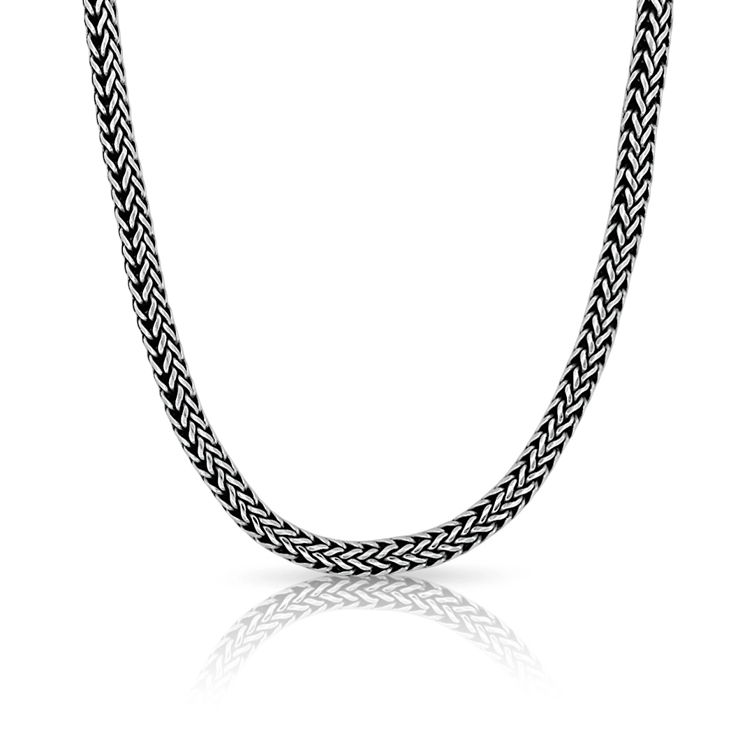 Cordão de Prata Estilo Bali Trançado com 50 cm