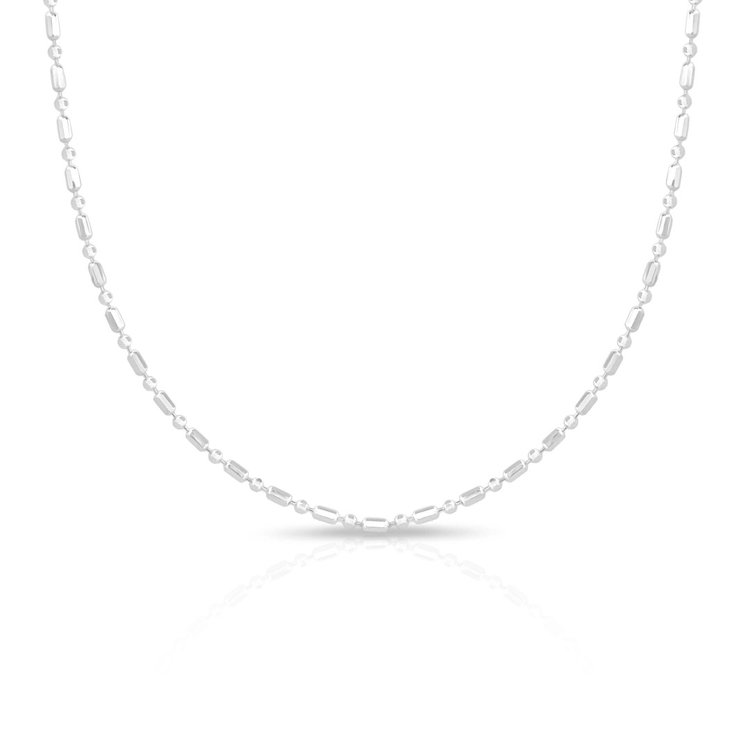 Corrente de Prata Canutilho com Bolinha 40 cm