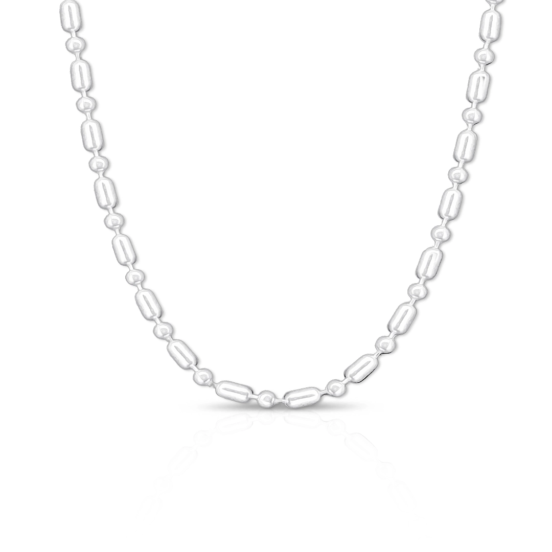 Corrente de Prata Canutilho com Mini Esferas 40 CM