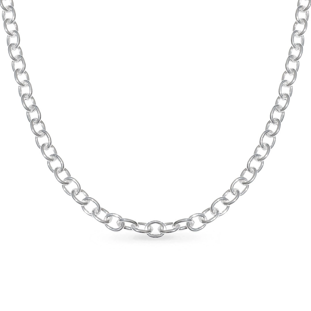 Corrente de Prata Leve com Elos Espelhados