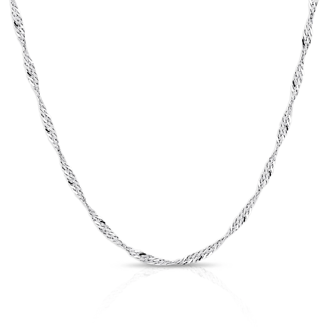 Corrente De Prata Malha Singapura 45 Cm