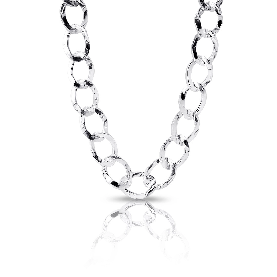 Gargantilha de Prata com Elos Ovais Trabalhados