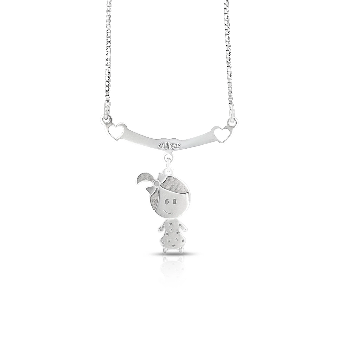 Gargantilha de Prata Personalizável com Menino ou Menina
