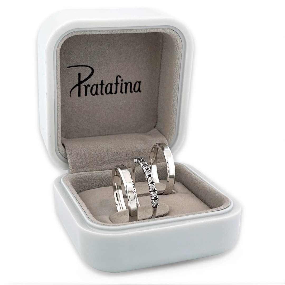 Kit De Alianças Melody Slim Com Meia-aliança