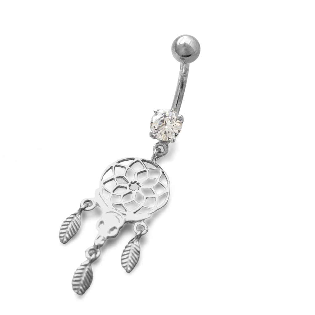 Piercing de Aço e Prata Filtro dos Sonhos com Zircônia Cristal