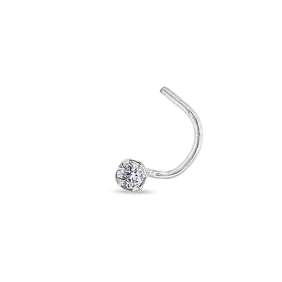 Piercing de Nariz em Prata com Zircônia Cristal