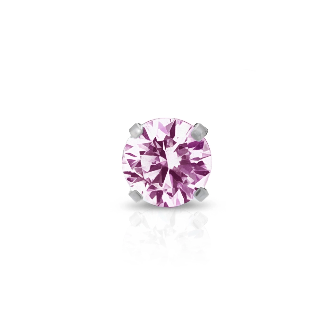 Piercing De Titanium Com Esfera e Zircônia Rosa