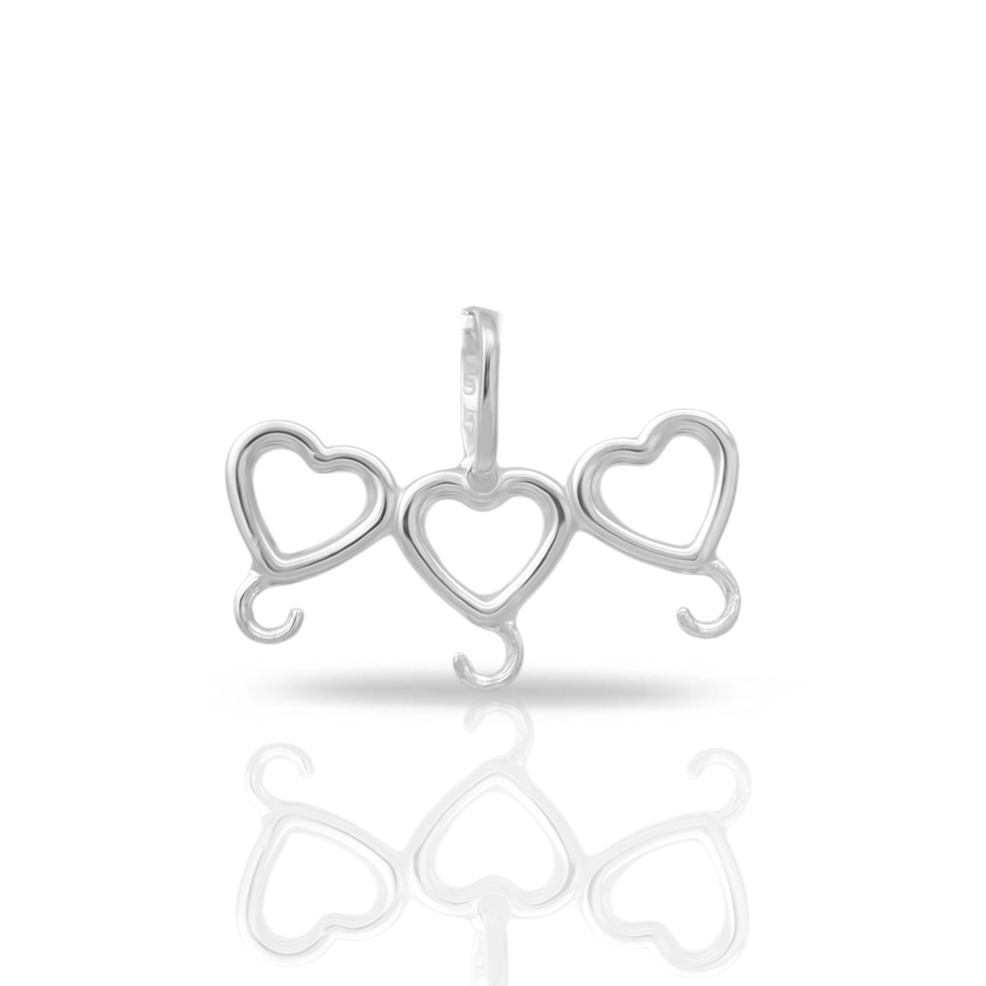 Pingente de Prata Canga Coração com Três Encaixes