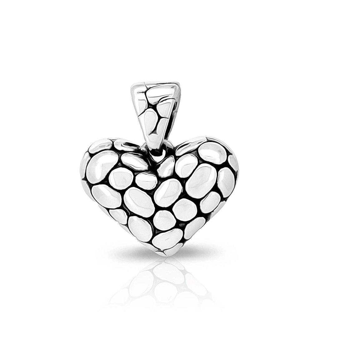 Pingente de Prata Coração Envelhecido em Eletroformação