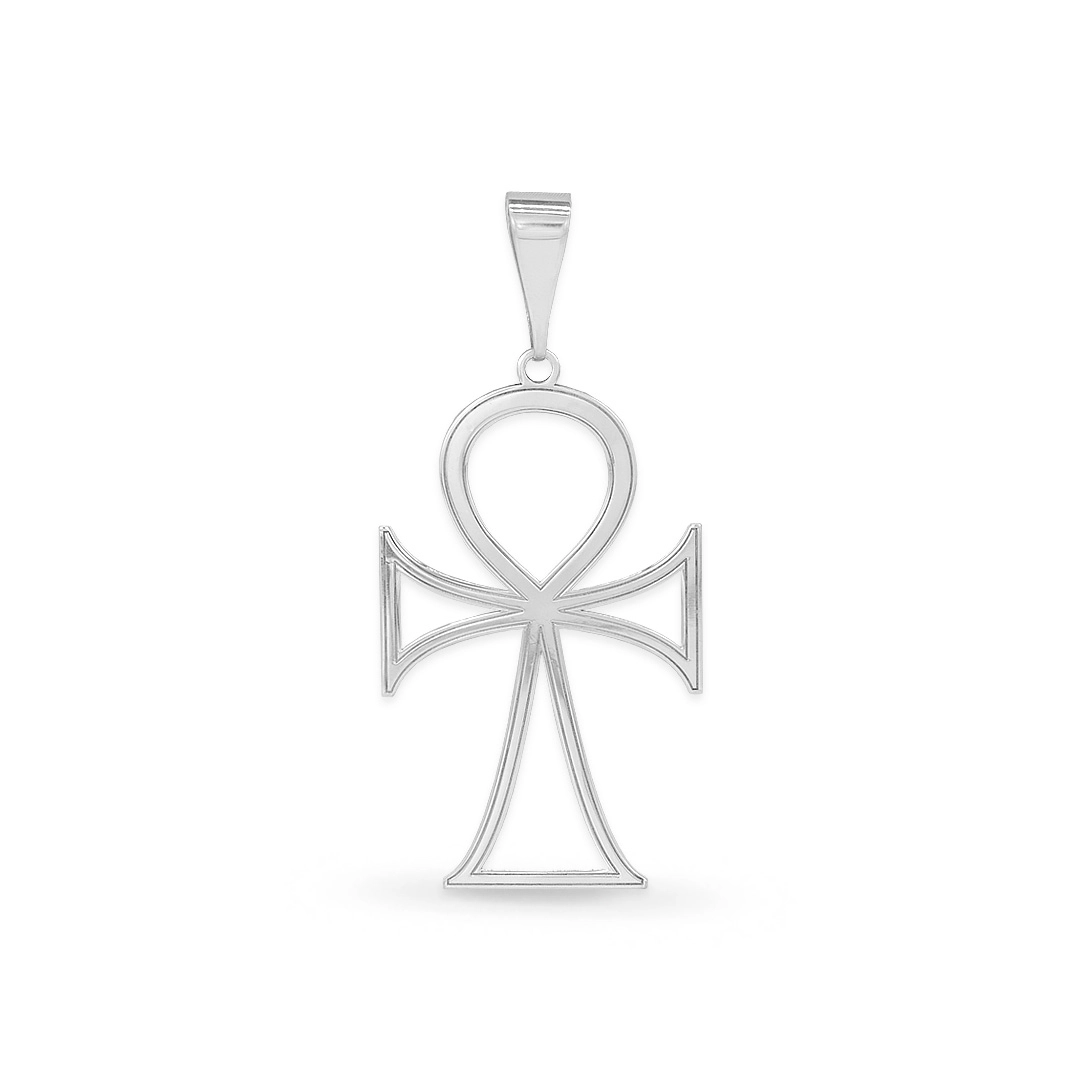 Pingente de Prata Cruz de Ansata Espelhada