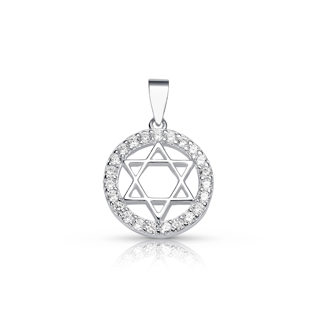 Pingente de Prata Estrela de Davi com Zircônias
