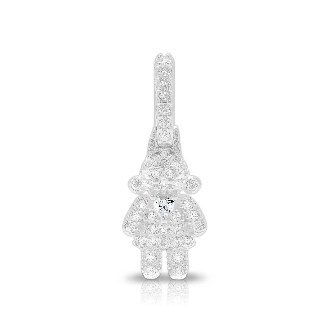 Pingente de Prata Menina Com Zircônias Cristal