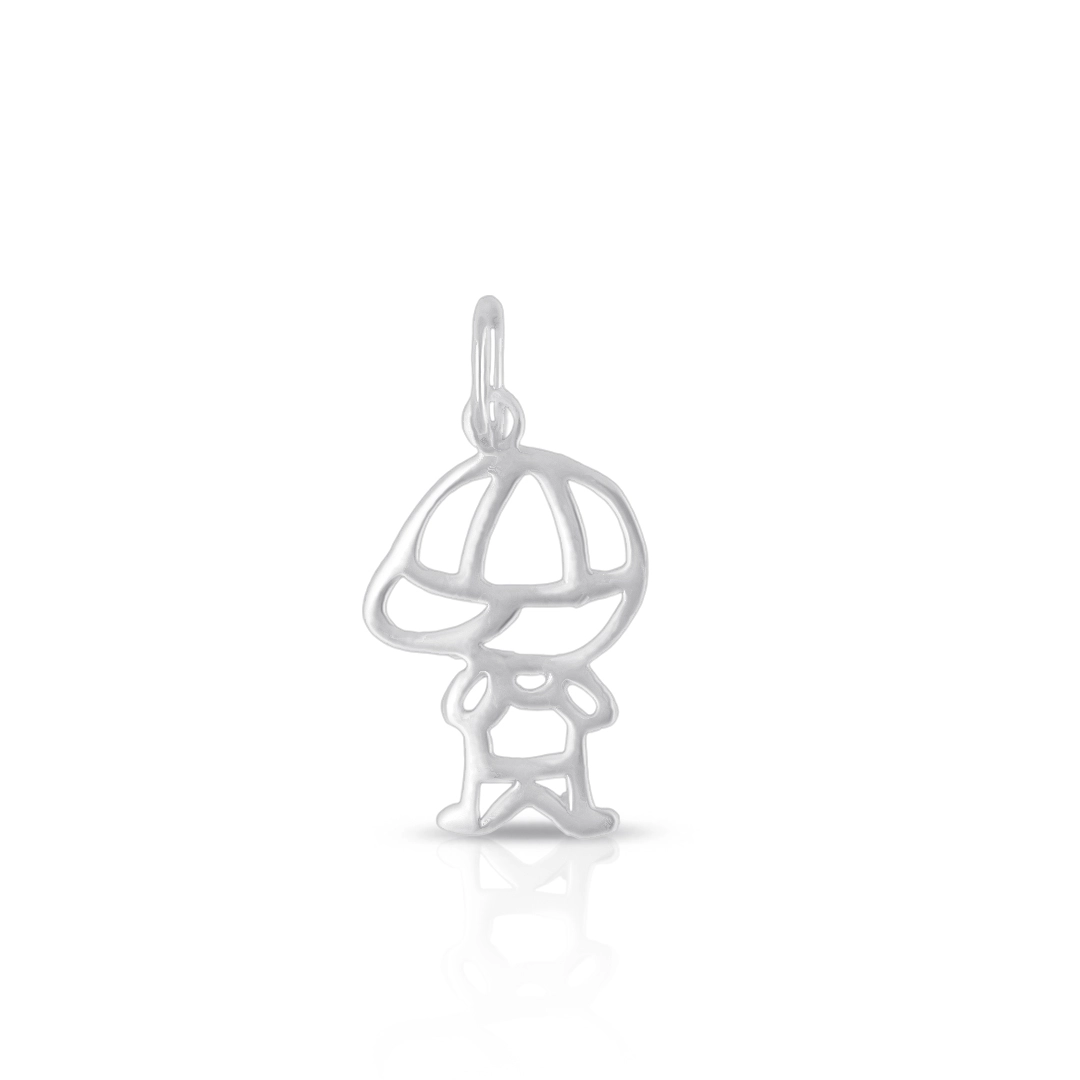 Pingente de Prata Menino com Boné Espelhado