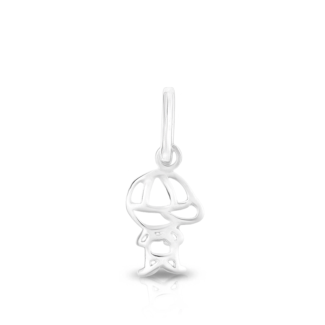 Pingente de Prata Menino Espelhado Vazado