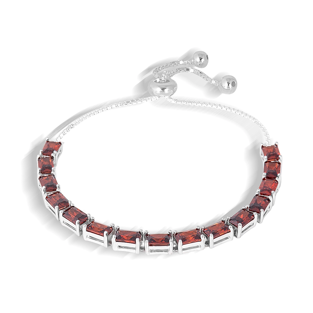 Pulseira Blend Collection de Prata 925 Com Zircônias Granada e Malha Veneziana