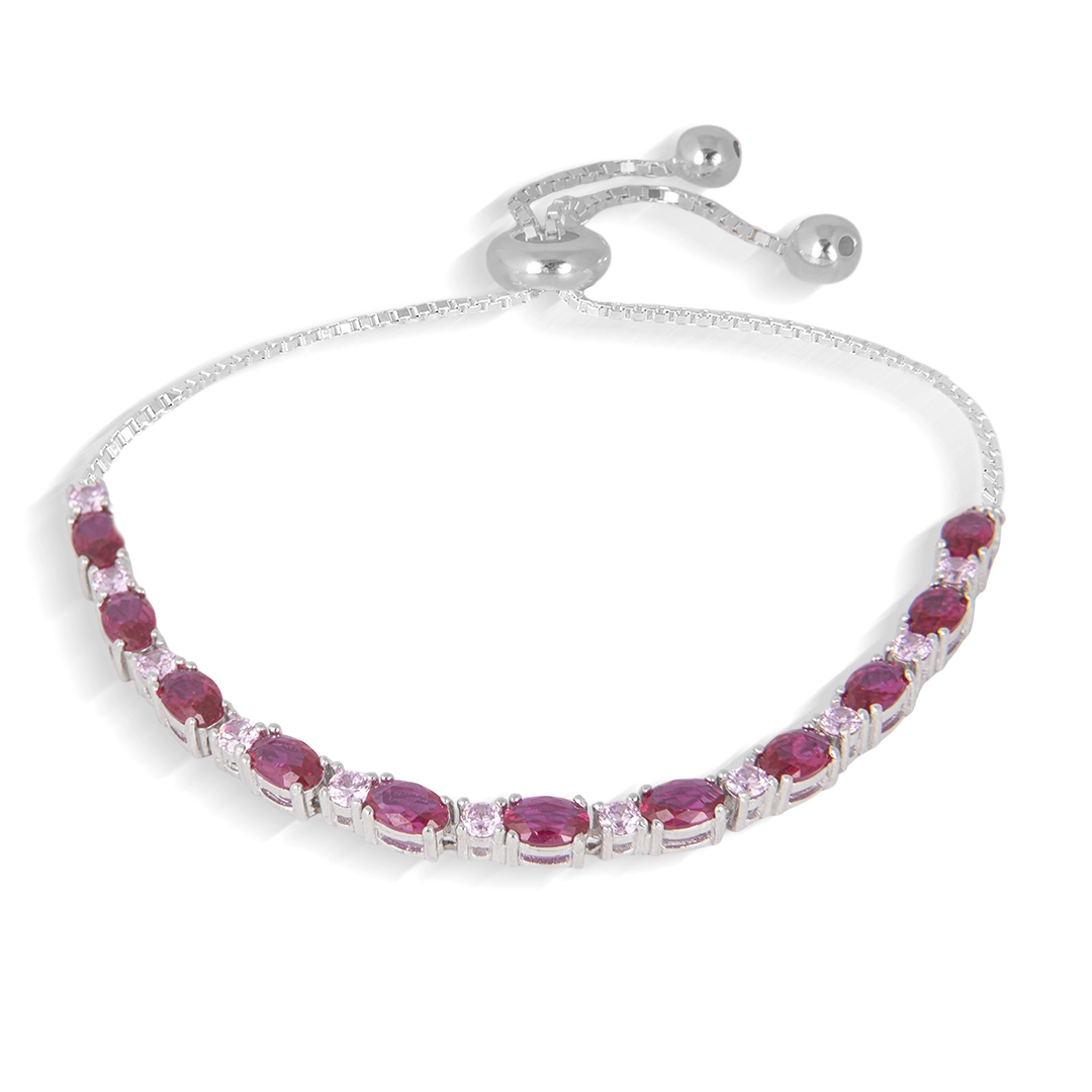 Pulseira Blend Collection de Prata 925 Com Zircônias Rosa