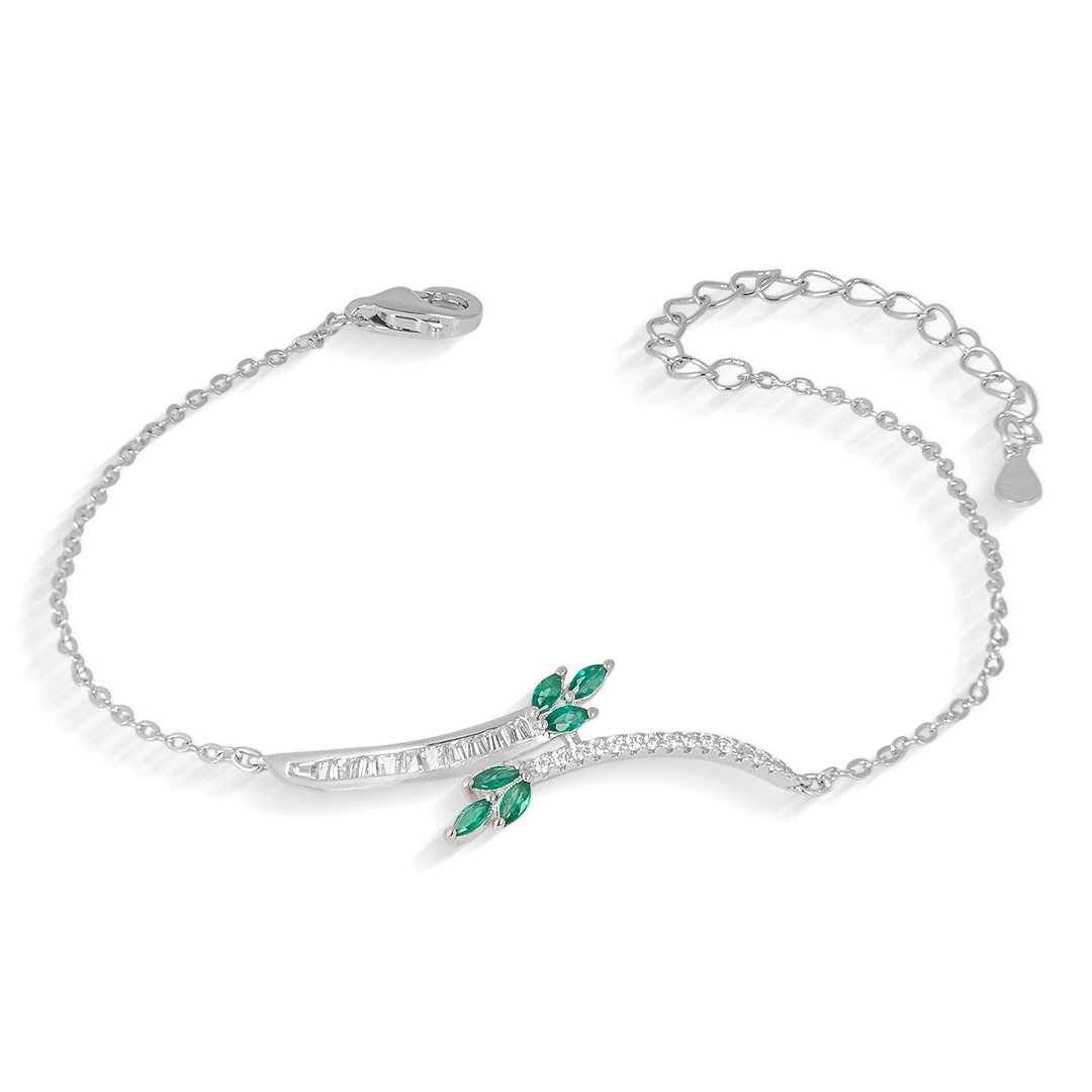 Pulseira de Prata Blend Collection Com Zircônias Esmeralda e Cristal
