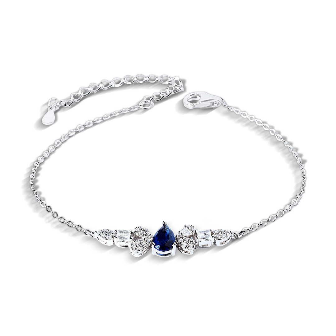 Pulseira de Prata Blend Collection Gota com Zircônias Safira e Cristal