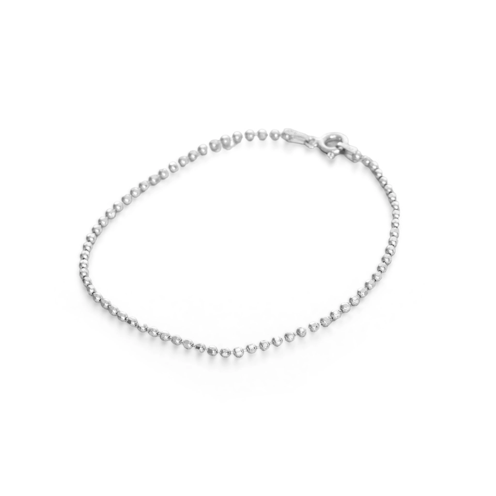 Pulseira de Prata com Esferas Diamantadas