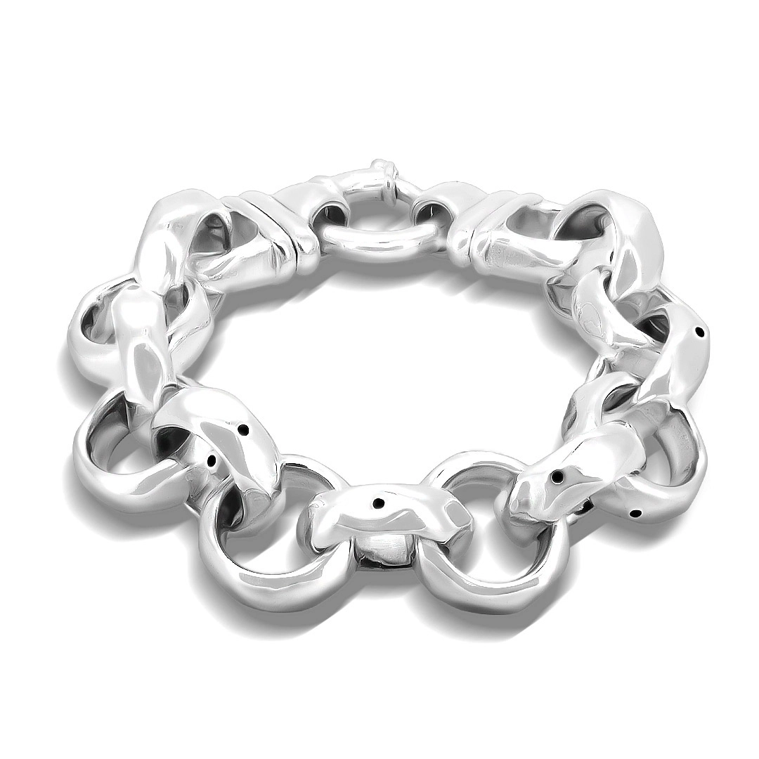 Pulseira de Prata com Elos Espelhados em Eletroformação