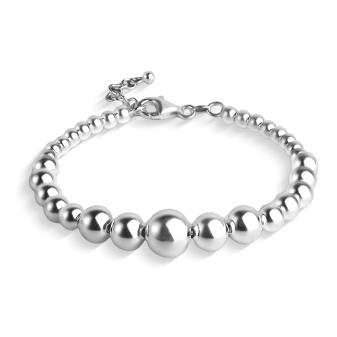 Pulseira de Prata com Esferas Espelhadas