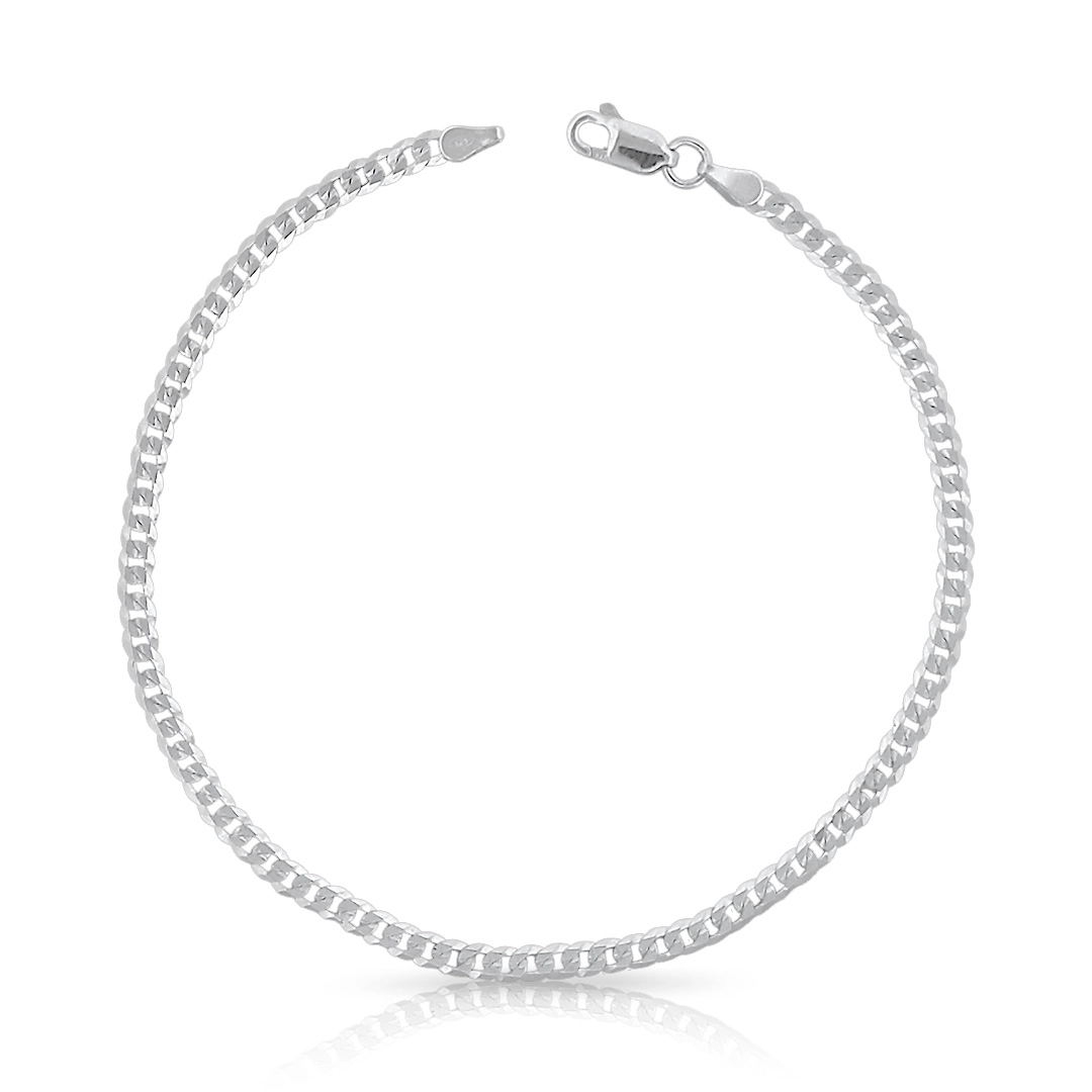 Pulseira de Prata em Malha Gourmette Flat 22 cm