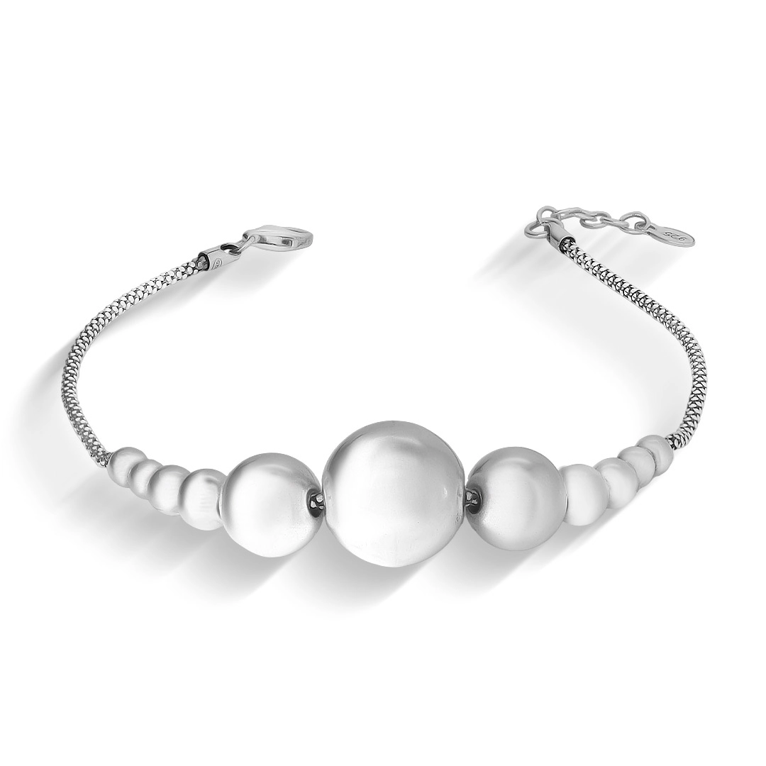 Pulseira de Prata Envelhecida com Esferas