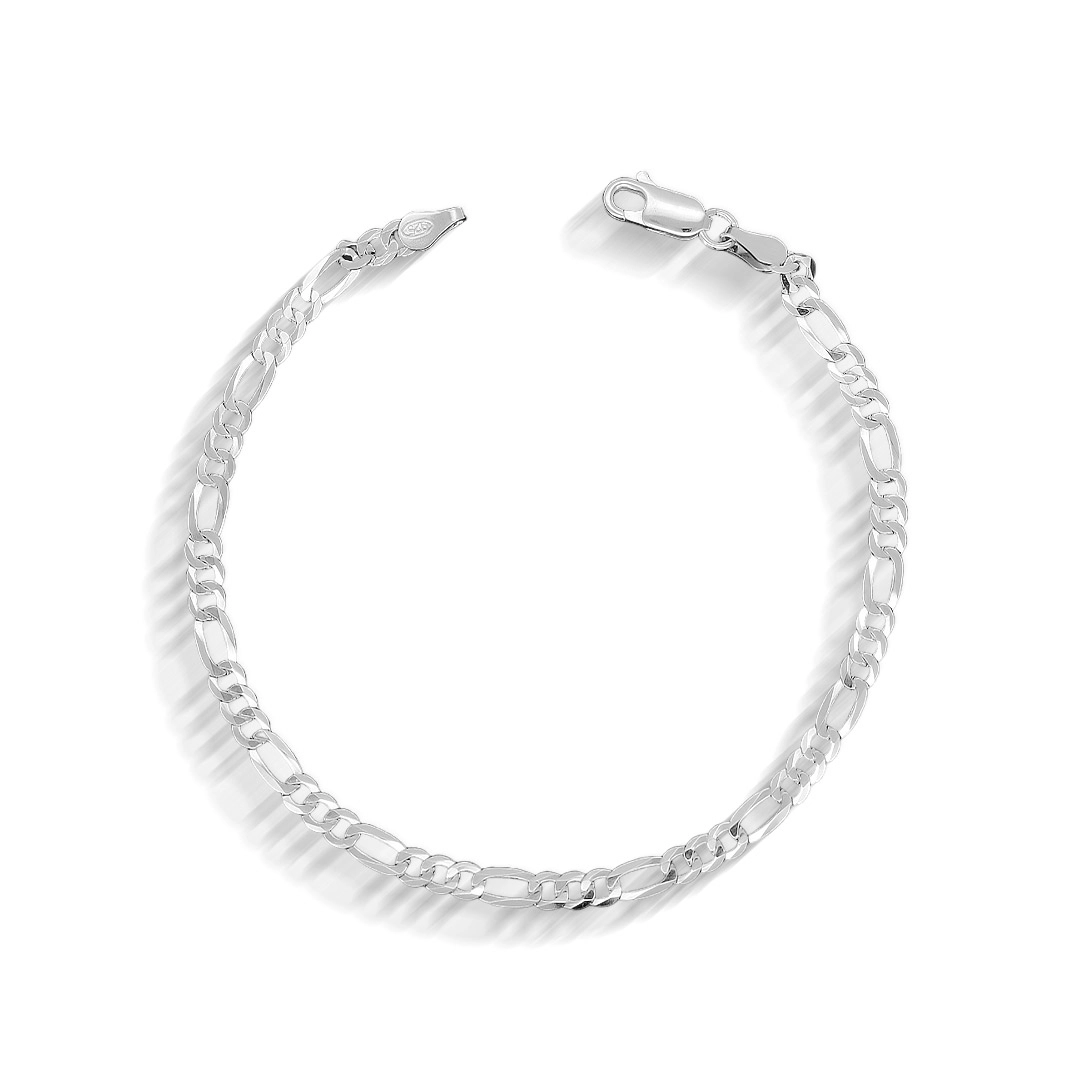 Pulseira De Prata Fígaro Flat 20 Cm