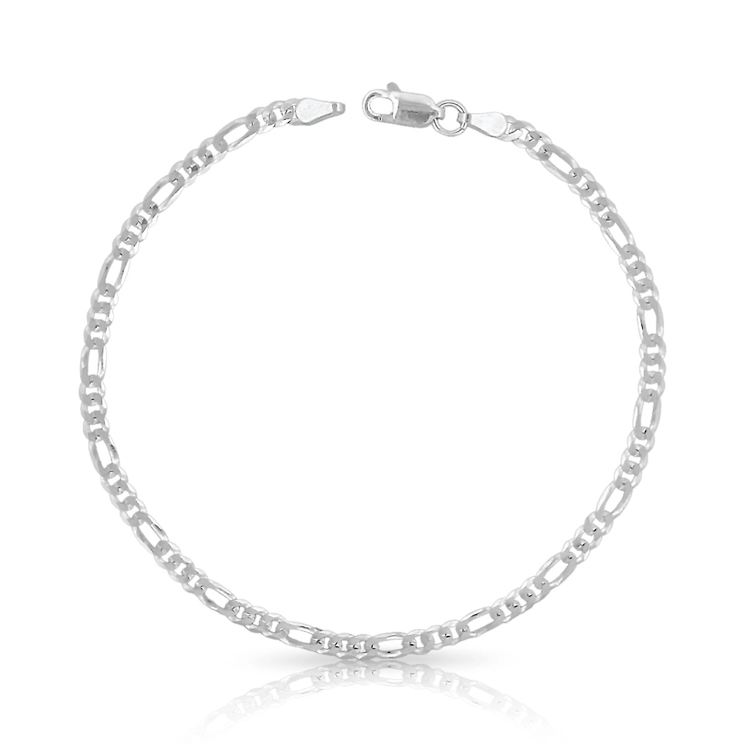 Pulseira De Prata Fígaro Flat 20 cm