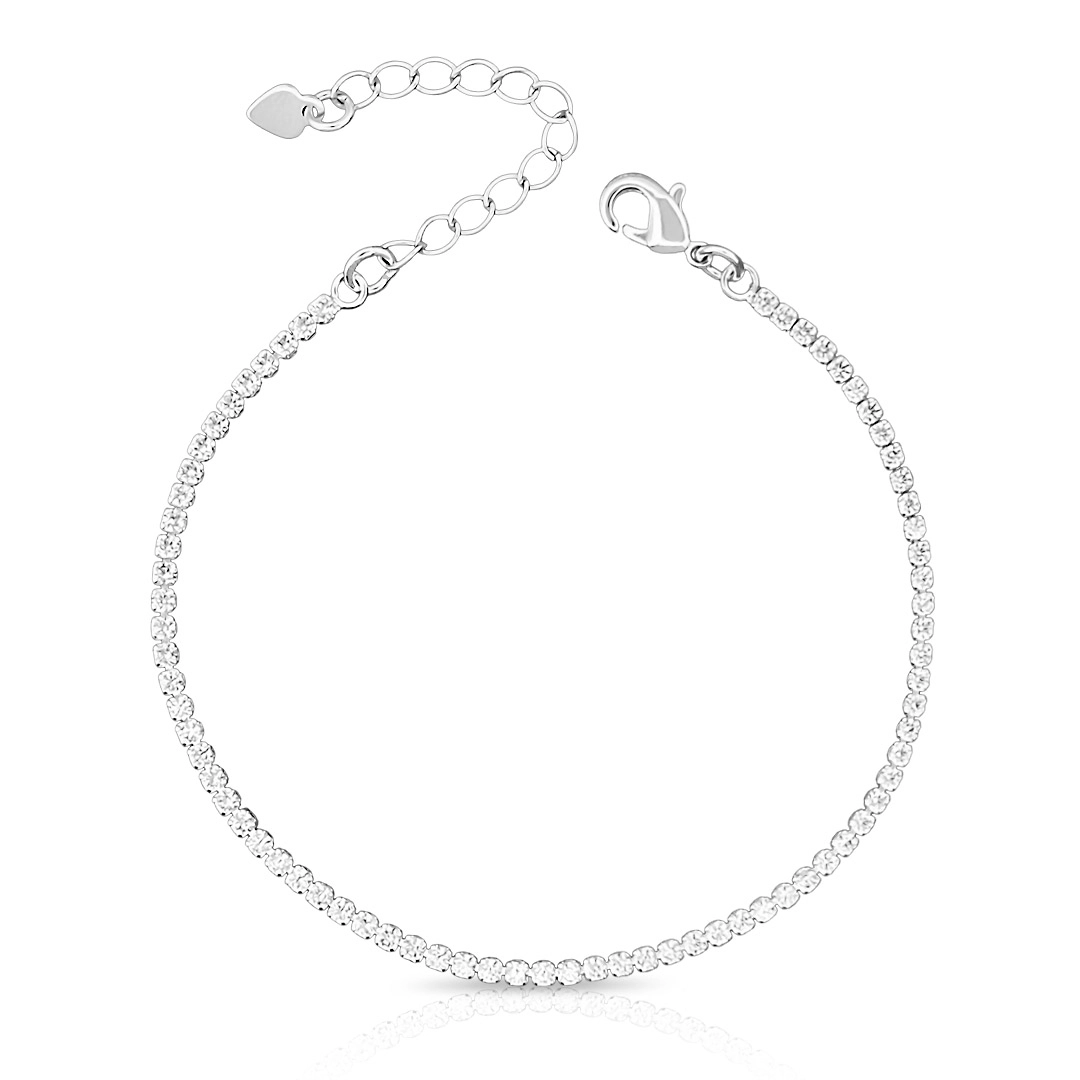 Pulseira De Prata Leve Riviera Com Zircônia Cristal