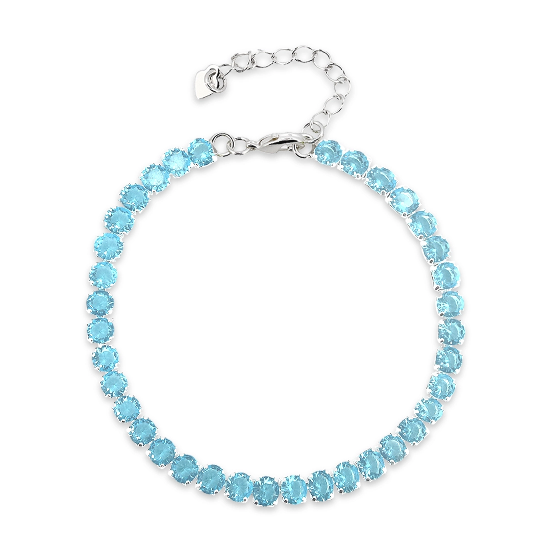 Pulseira de Prata Leve Riviéra com Zircônia Topázio