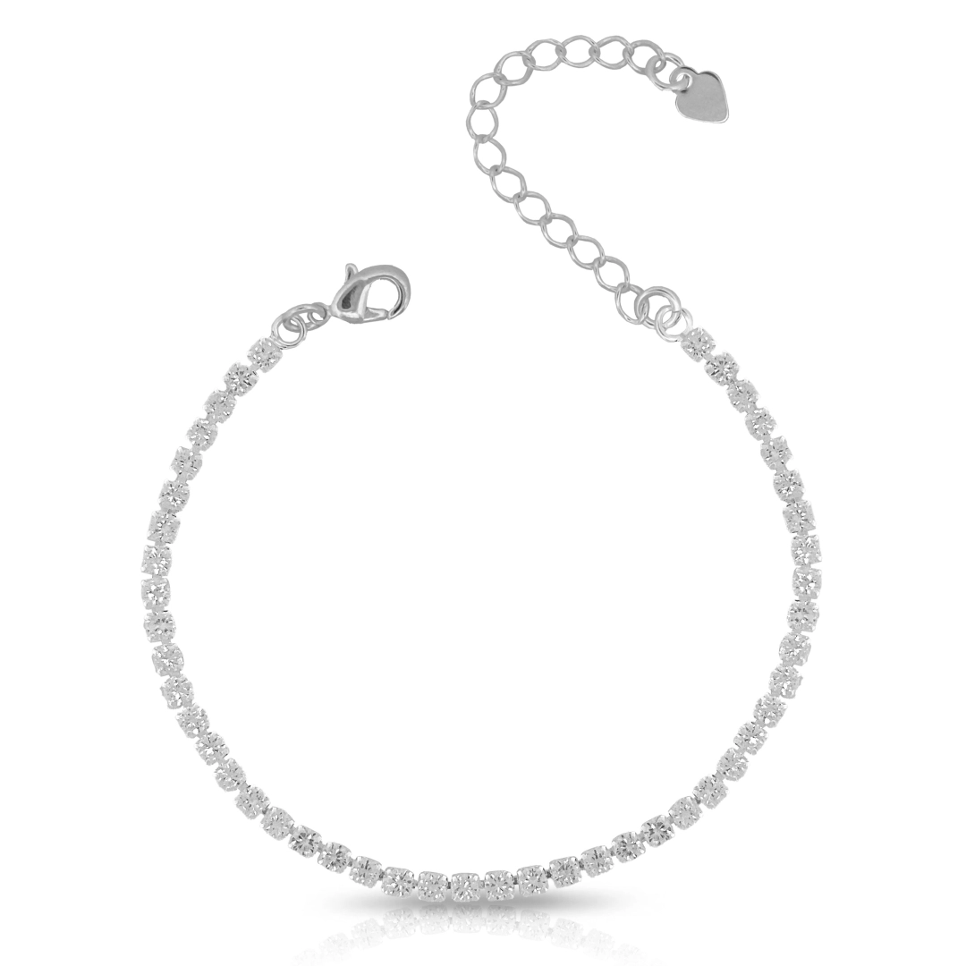 Pulseira De Prata Leve Riviera Com Zircônias Cristal