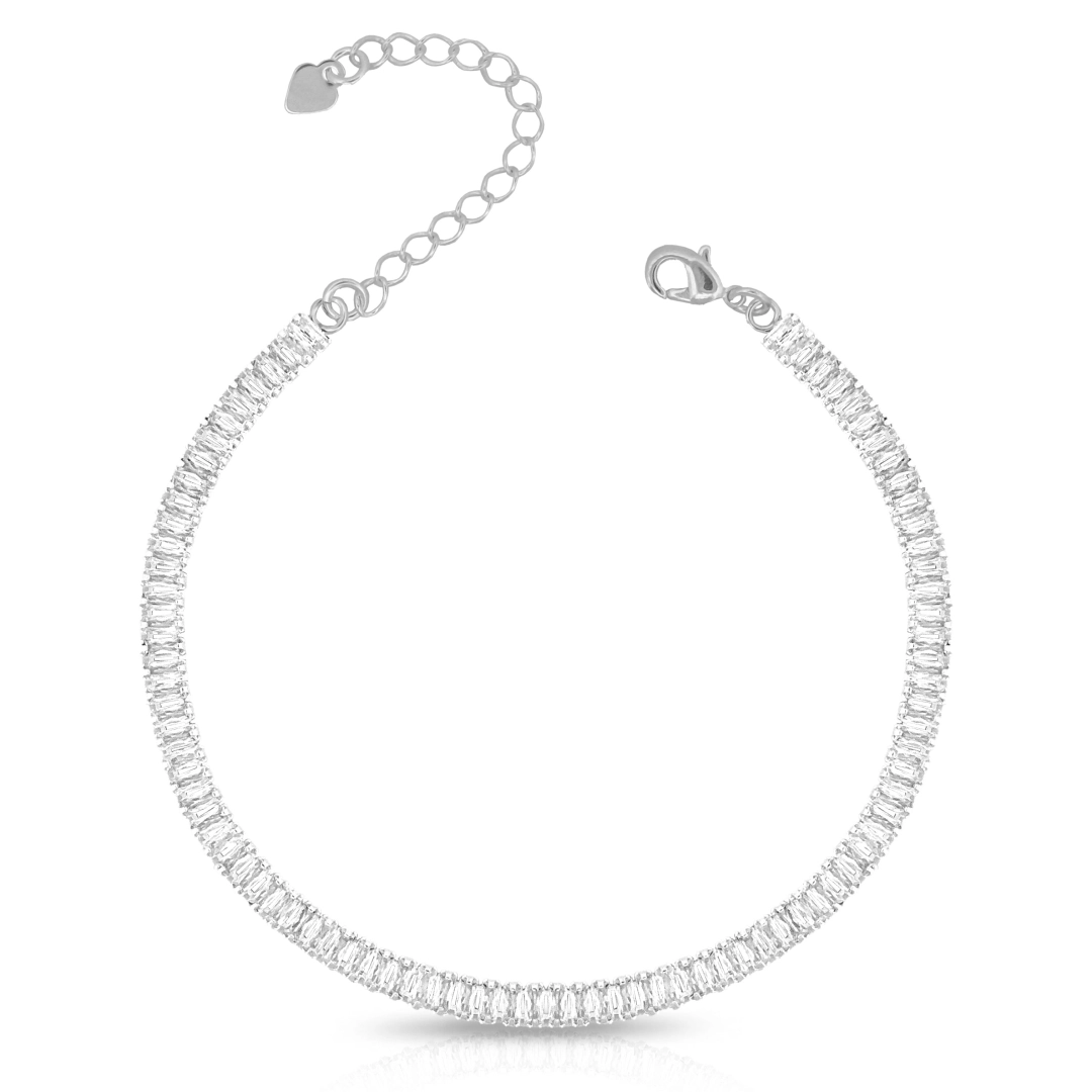 Pulseira De Prata Leve Riviera Com Zircônias Cristal